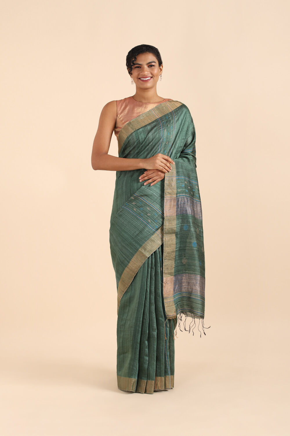 Green Pure Silk Vanya Bengal Saree image number null