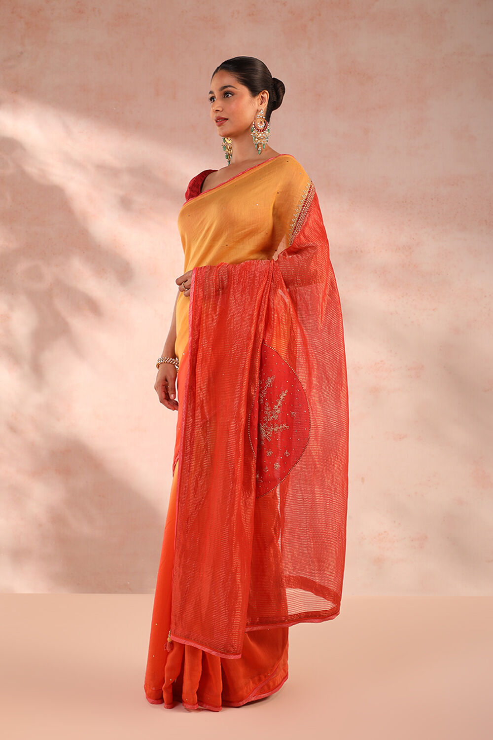 Multicoloured Pure Silk Cotton Embroidery Saree image number null