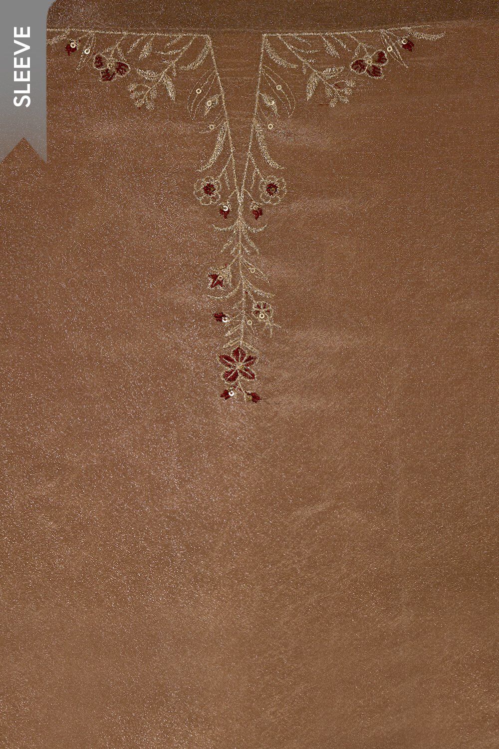 Brown Viscose Tissue Embroidered Unstitched Suit Set image number null