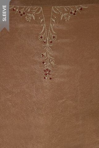Brown Viscose Tissue Embroidered Unstitched Suit Set thumbnail image number null