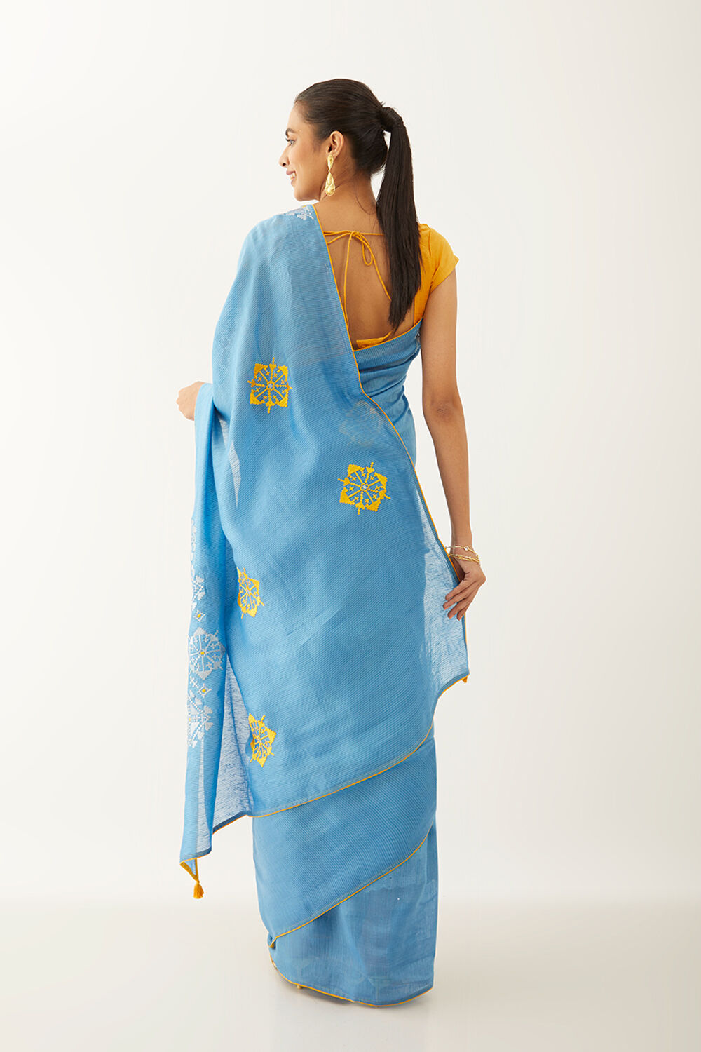 Blue Pure Silk Modal Embroidery Saree image number null