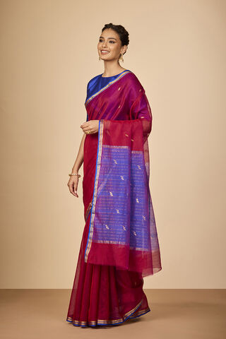 Red Woven Pure Silk Cotton Chanderi Saree thumbnail image number null