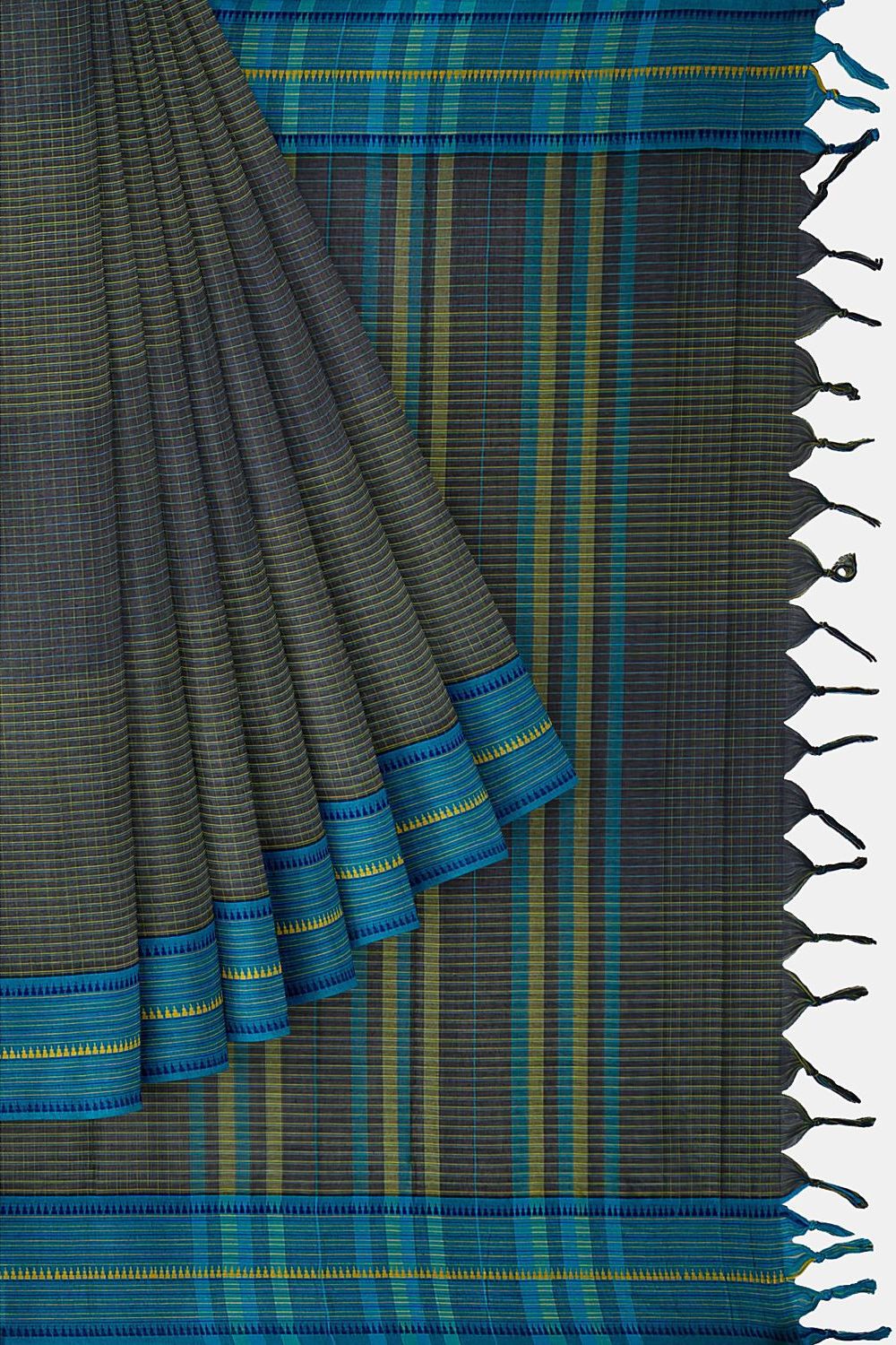 Black Pure Cotton Naranyanpet Saree image number null