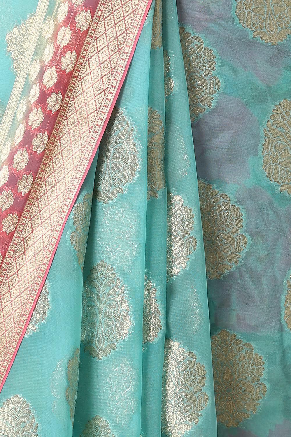 Blue Viscose Pure Georgette Banarasi Saree image number null
