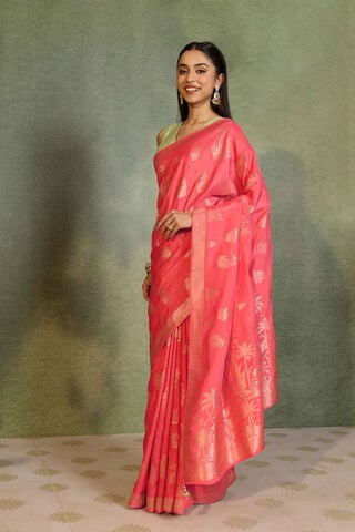 Pink Woven Pure Viscose Saree thumbnail image number null