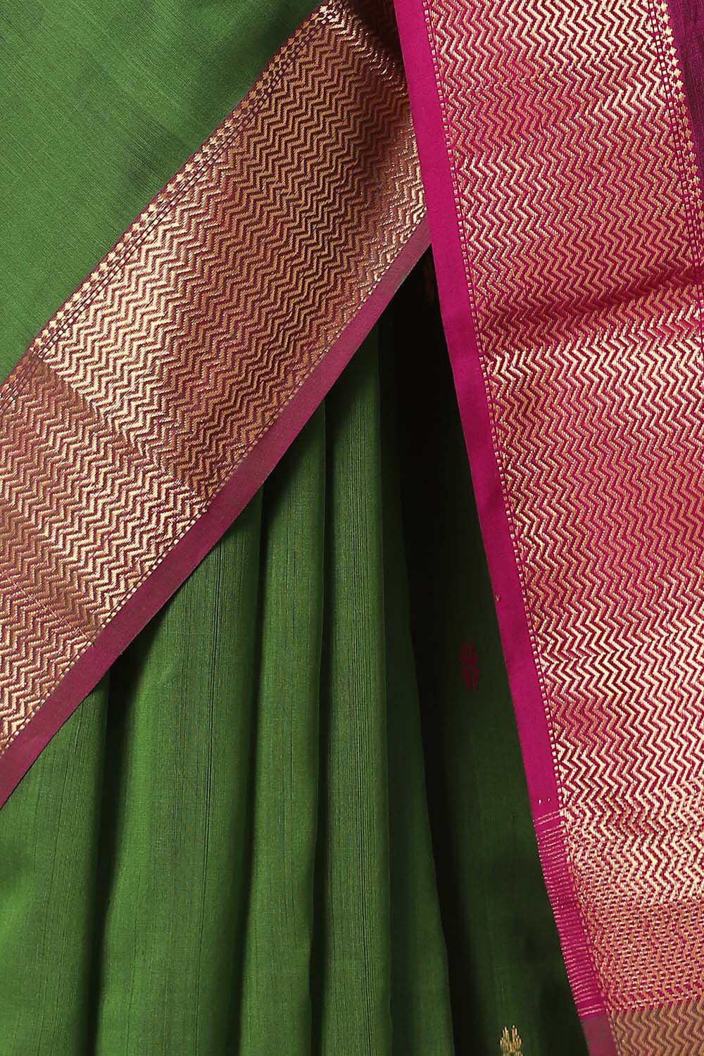 Dark Green Pure Silk Cotton Maheswari Saree image number null
