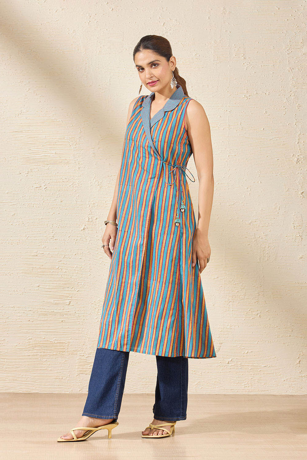 Blue Pure Cotton Printed Sanganeri Kurta image number null