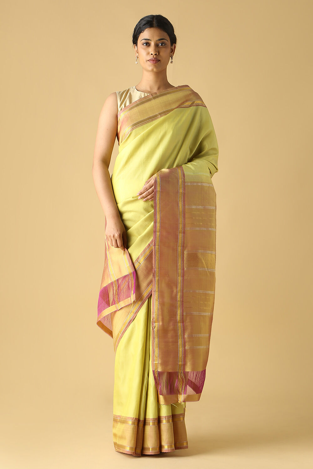 Light Green Pure Silk Kanjivaram Saree image number null