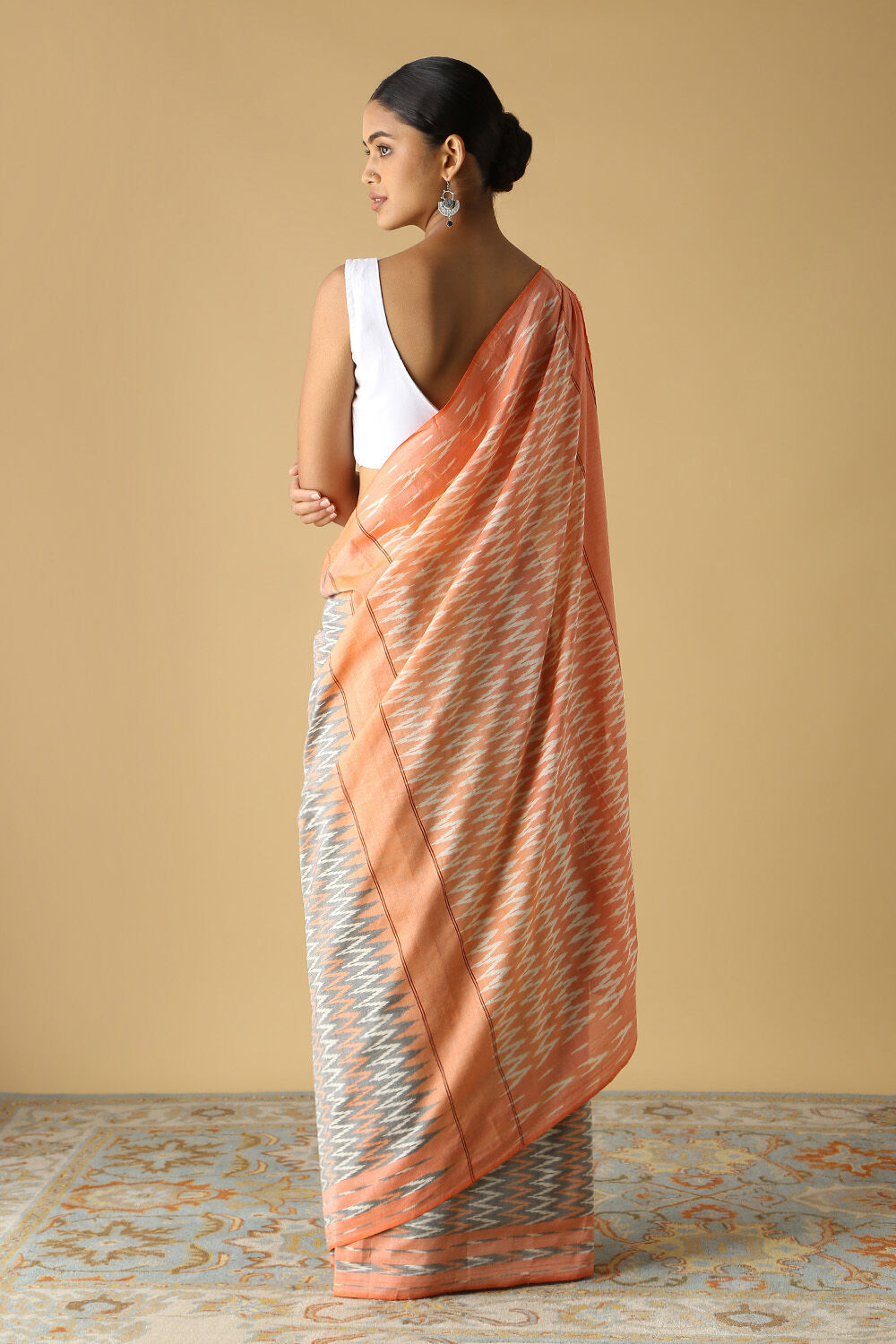 Grey Pure Cotton Pochampalli Ikat Saree image number null