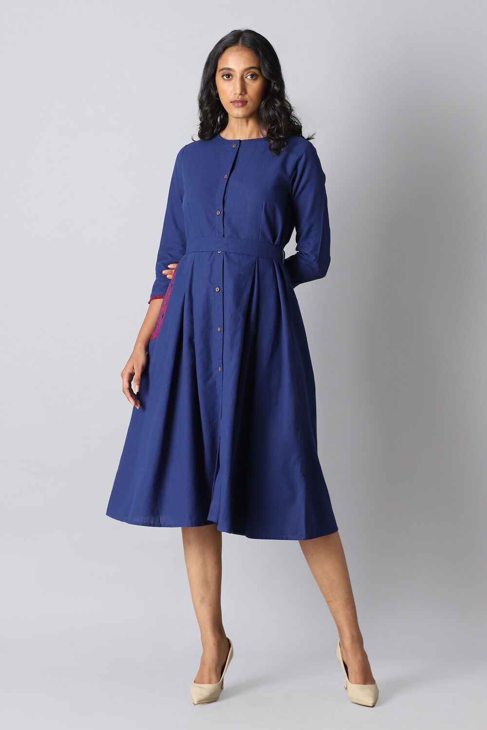 Blue Cotton Applique Kurta image number null