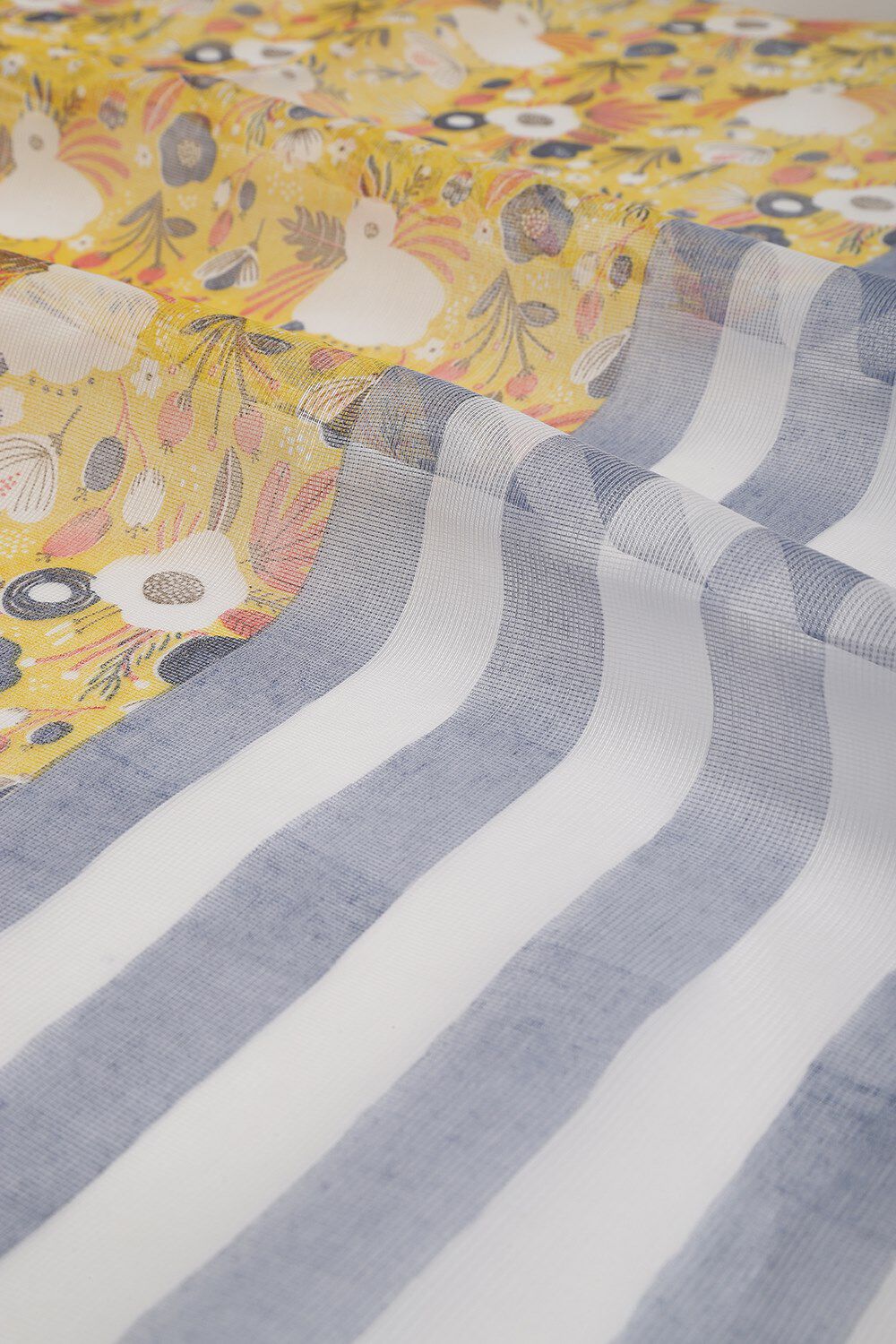Yellow Screen printed Pure Silk Cotton Saree image number null