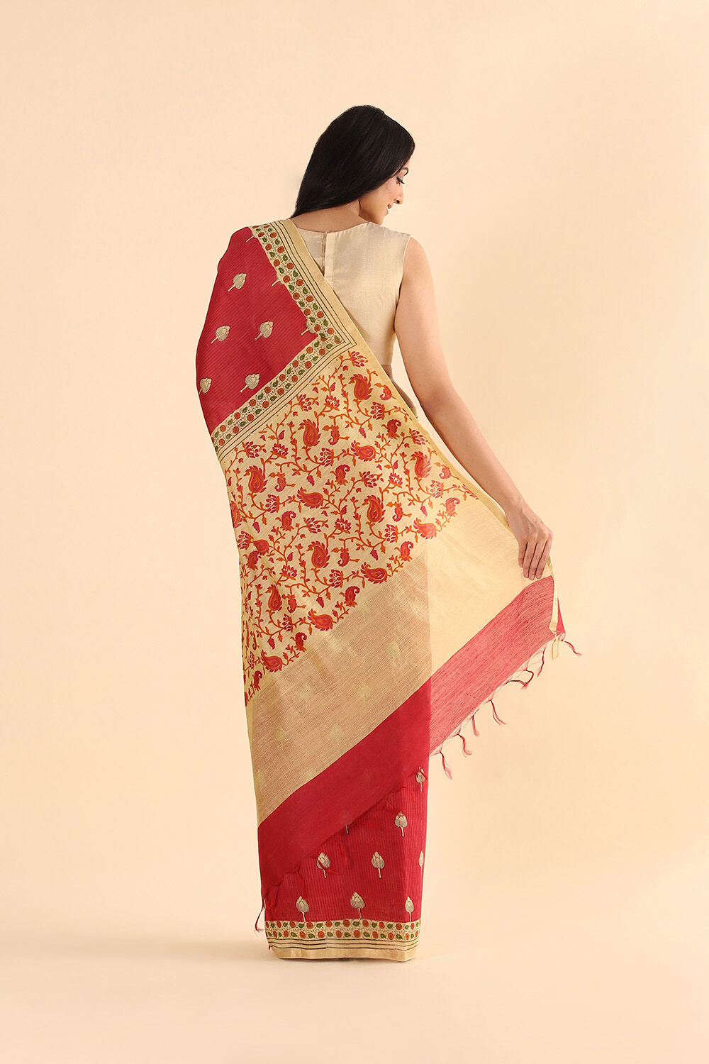 Pink Pure Tussar Vanya Printed Saree image number null
