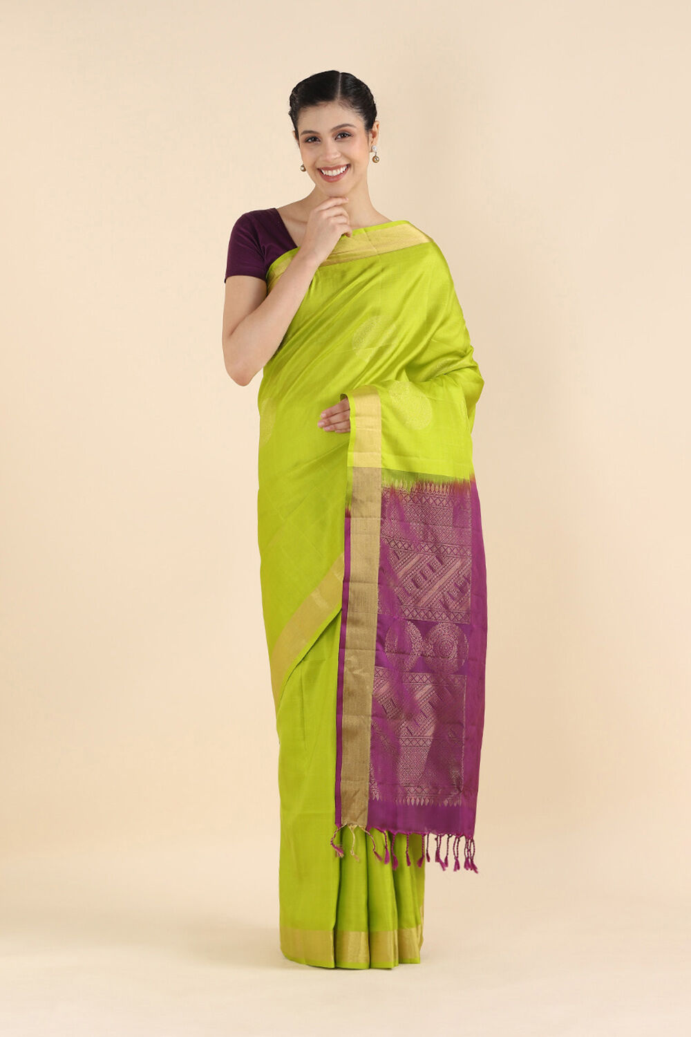 Light Green Pure Soft Silk Saree image number null