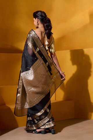 Black Pure Silk Organza Embroidered Saree thumbnail image number null