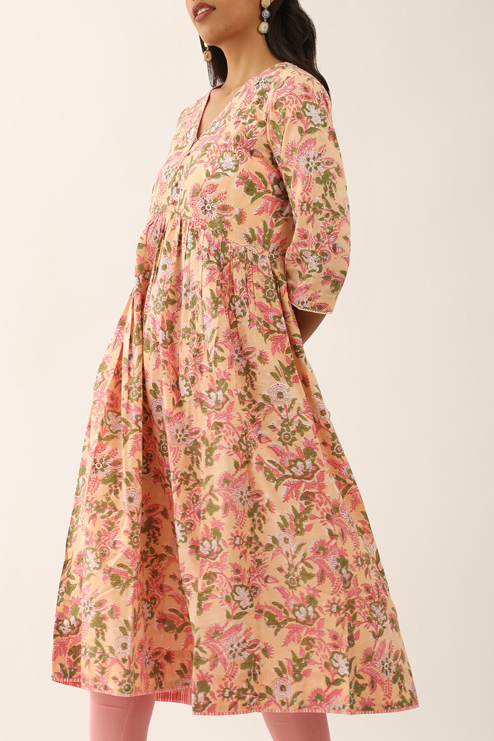 Yellow Pure Cotton Sanganeri Block Printed Kurta image number null