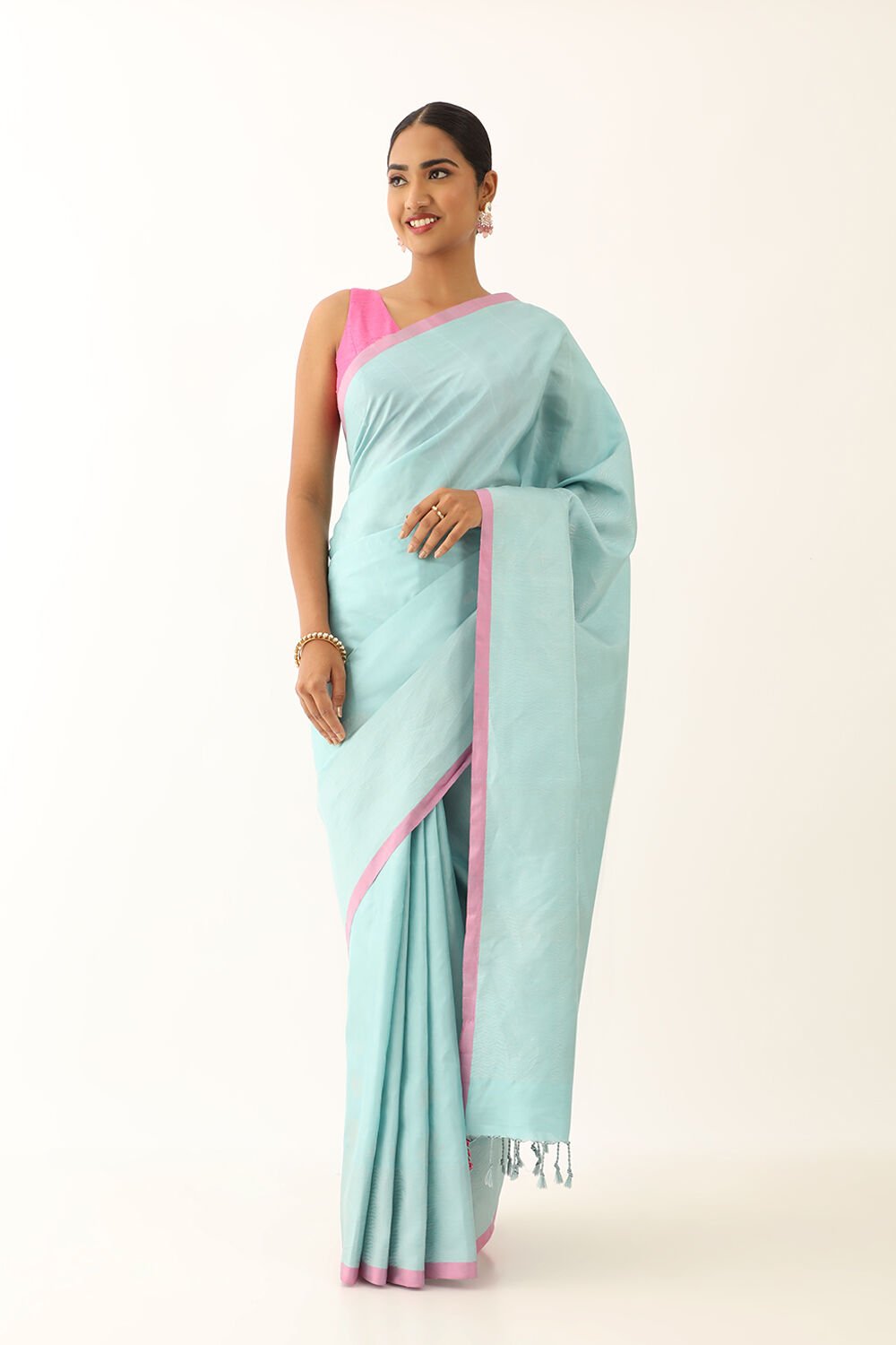 Light Blue Pure Silk Woven South Saree image number null