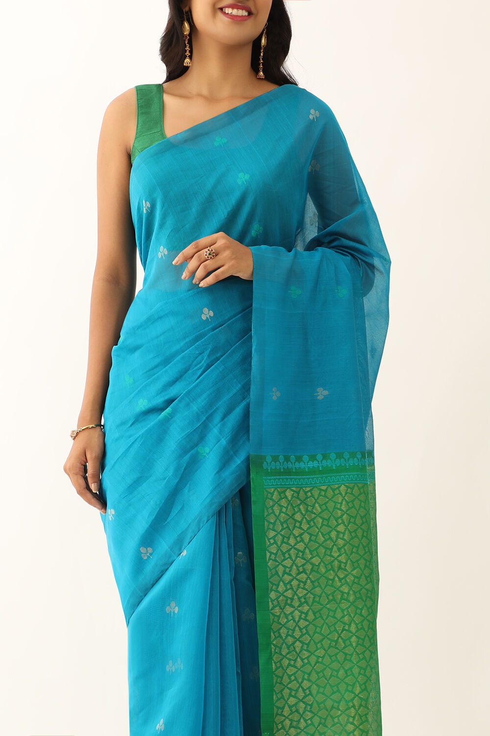 Dark Blue Pure Silk Cotton Woven South Saree image number null