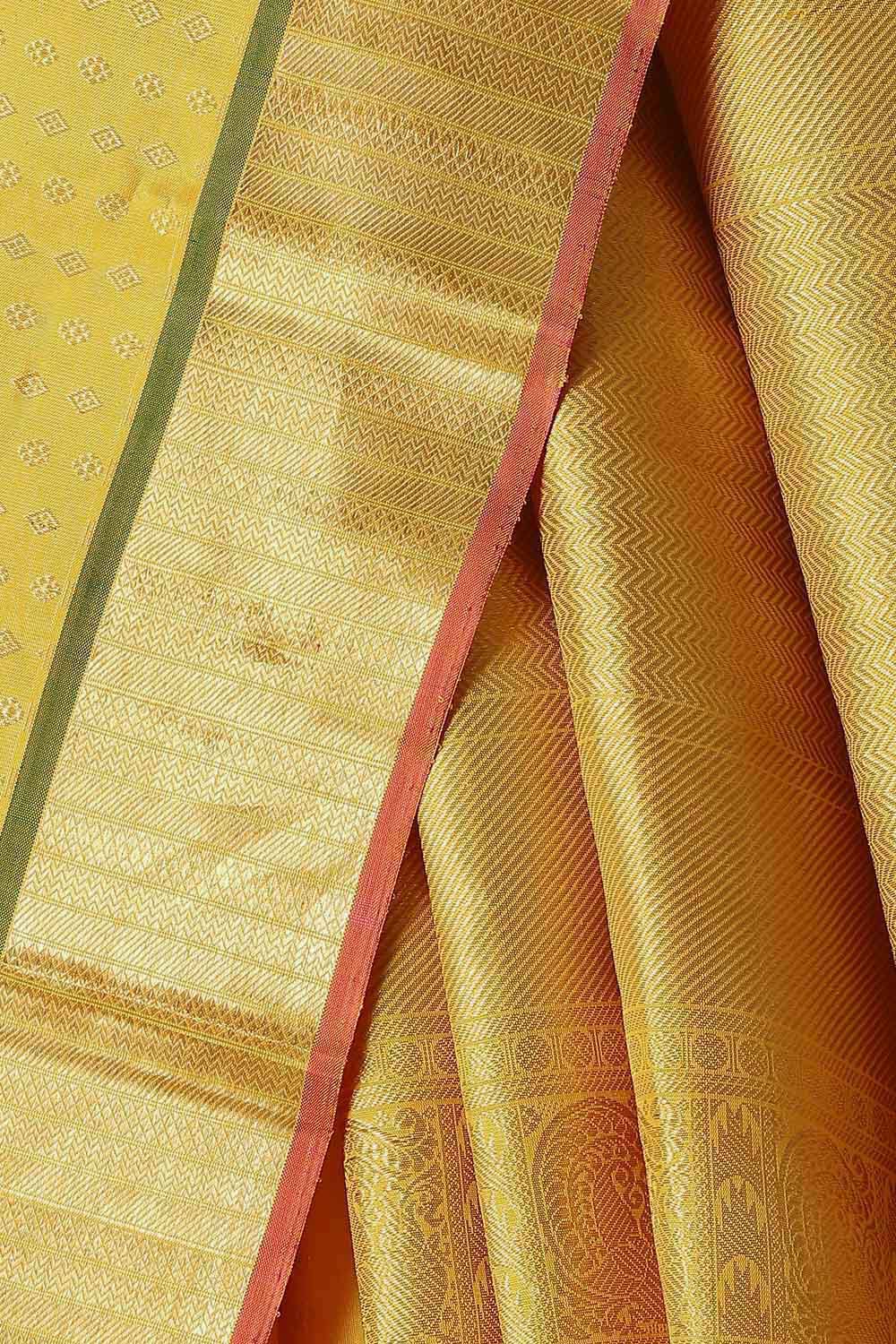 Yellow Pure Silk Kanjivaram Saree image number null