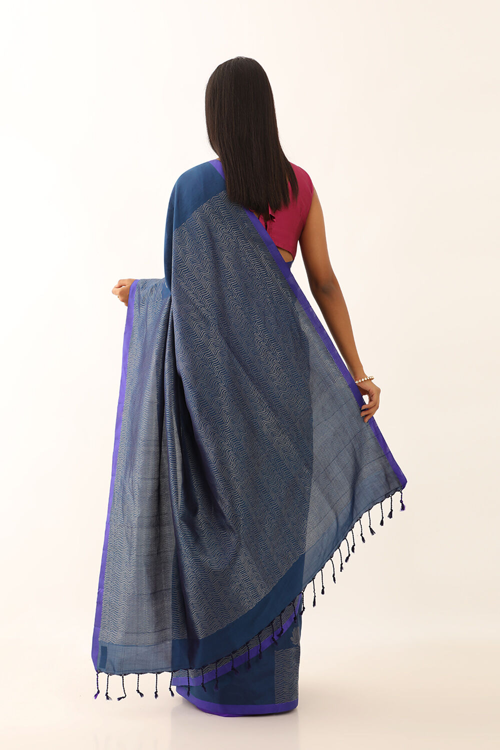 Dark Blue Pure Silk Woven South Saree image number null