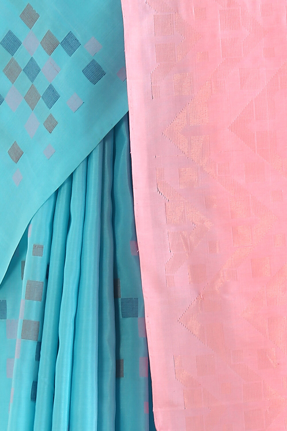 Light Blue Pure Silk Tencel South Saree image number null