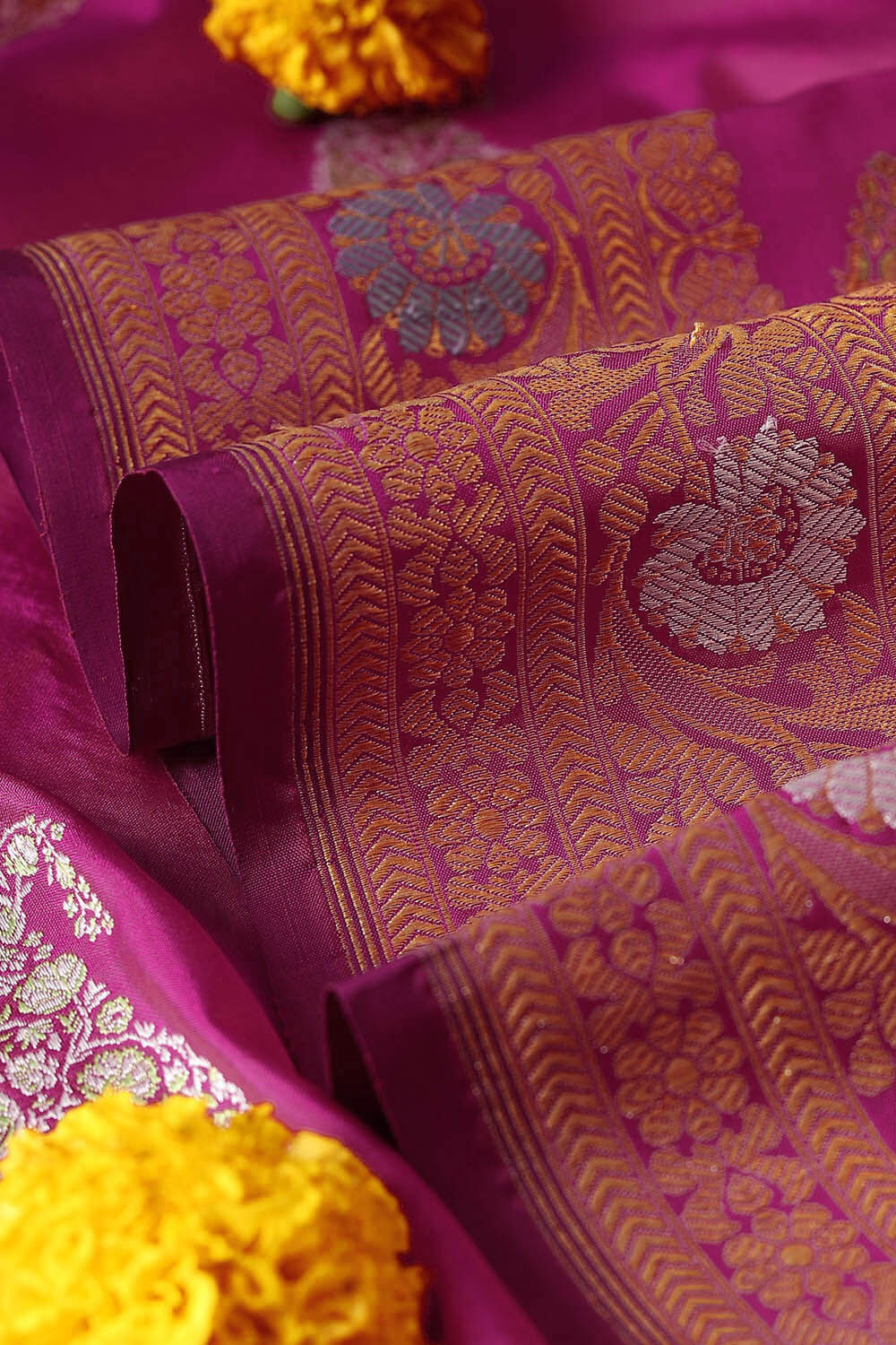 Dark Pink Pure Silk Banarasi Saree image number null