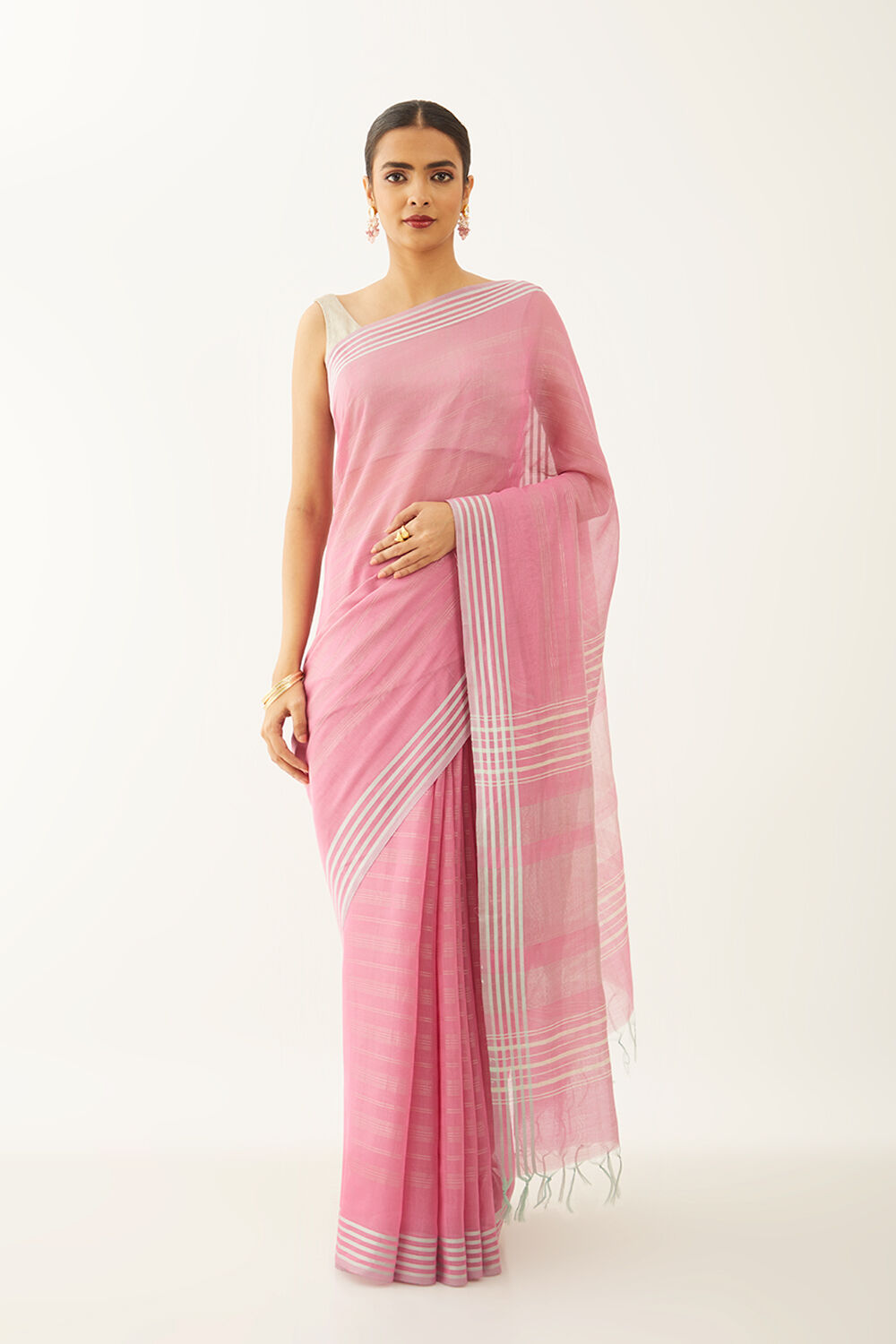 Pink Silk Viscose Woven Bhagalpuri Saree image number null