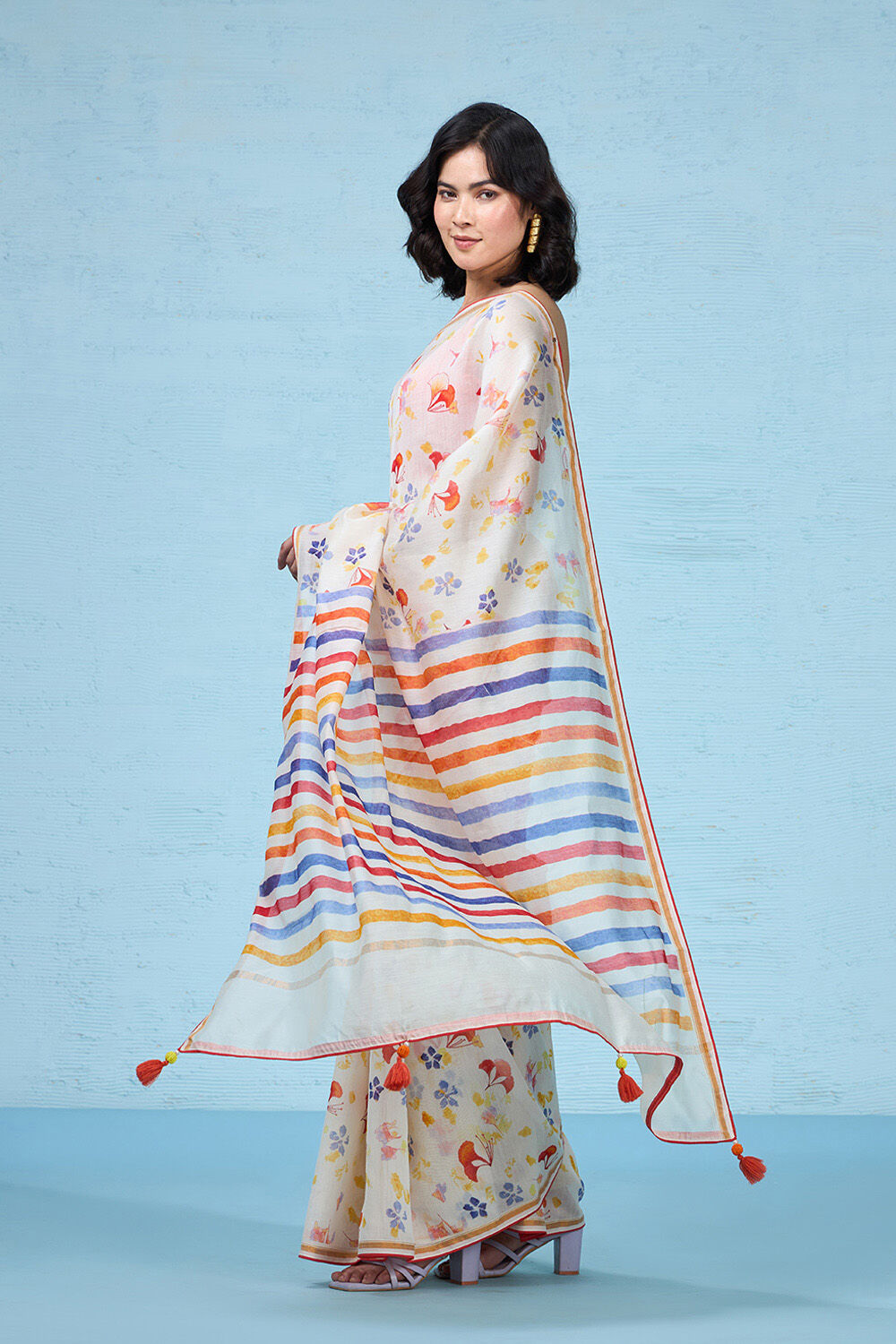 Off White Printed Pure Silk Cotton Saree image number null