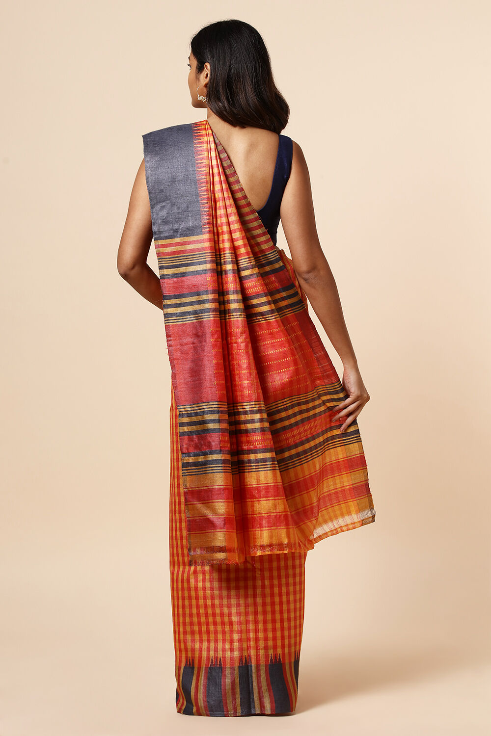 Multicolored Pure Tussar Woven Saree image number null