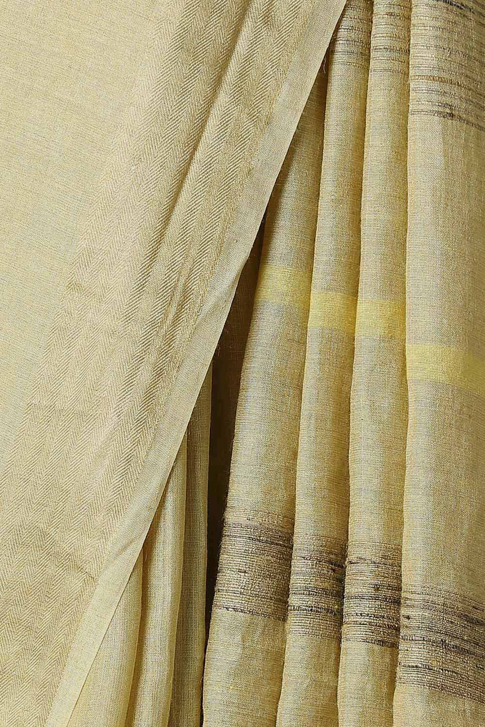 Light Yellow Pure Tussar Silk Bhagalpuri Saree image number null