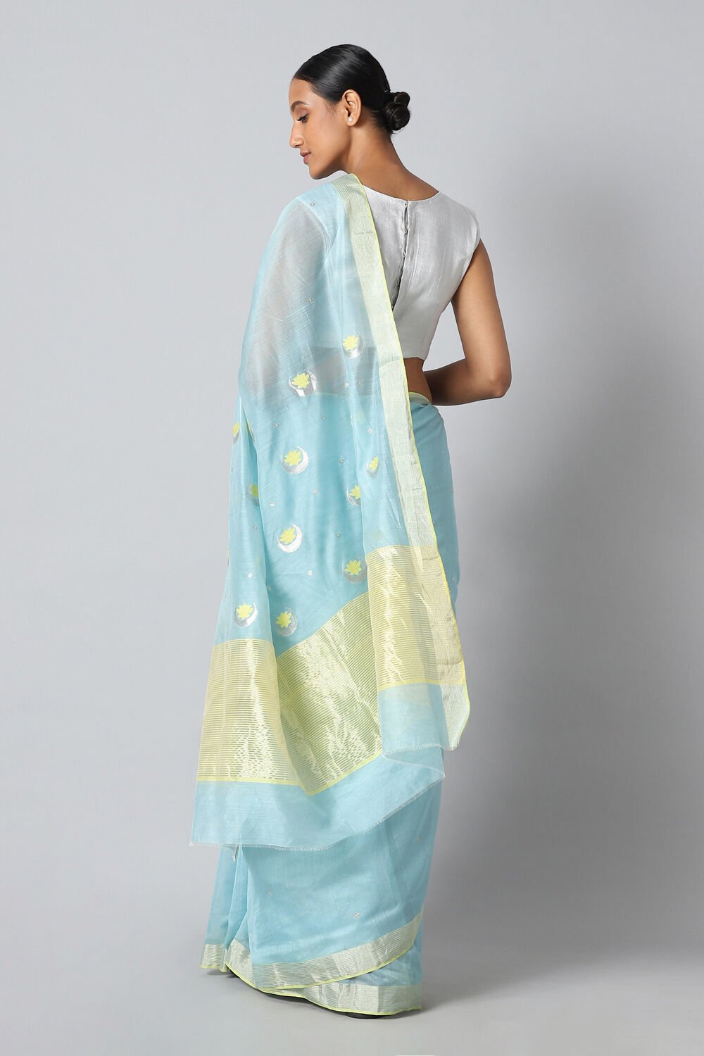 Light Blue Pure Silk Cotton Chanderi Saree image number null