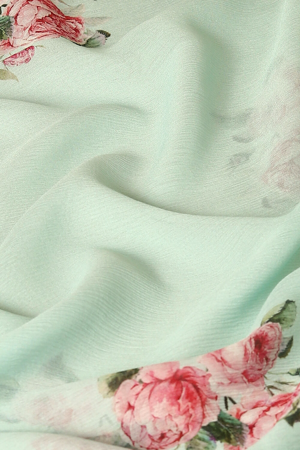 Light Blue Pure Chiffon Digital Printed Saree image number null