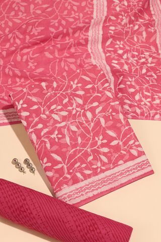 Pink Pure Cotton Dabu Block Printed Unstitched Suit Set image number