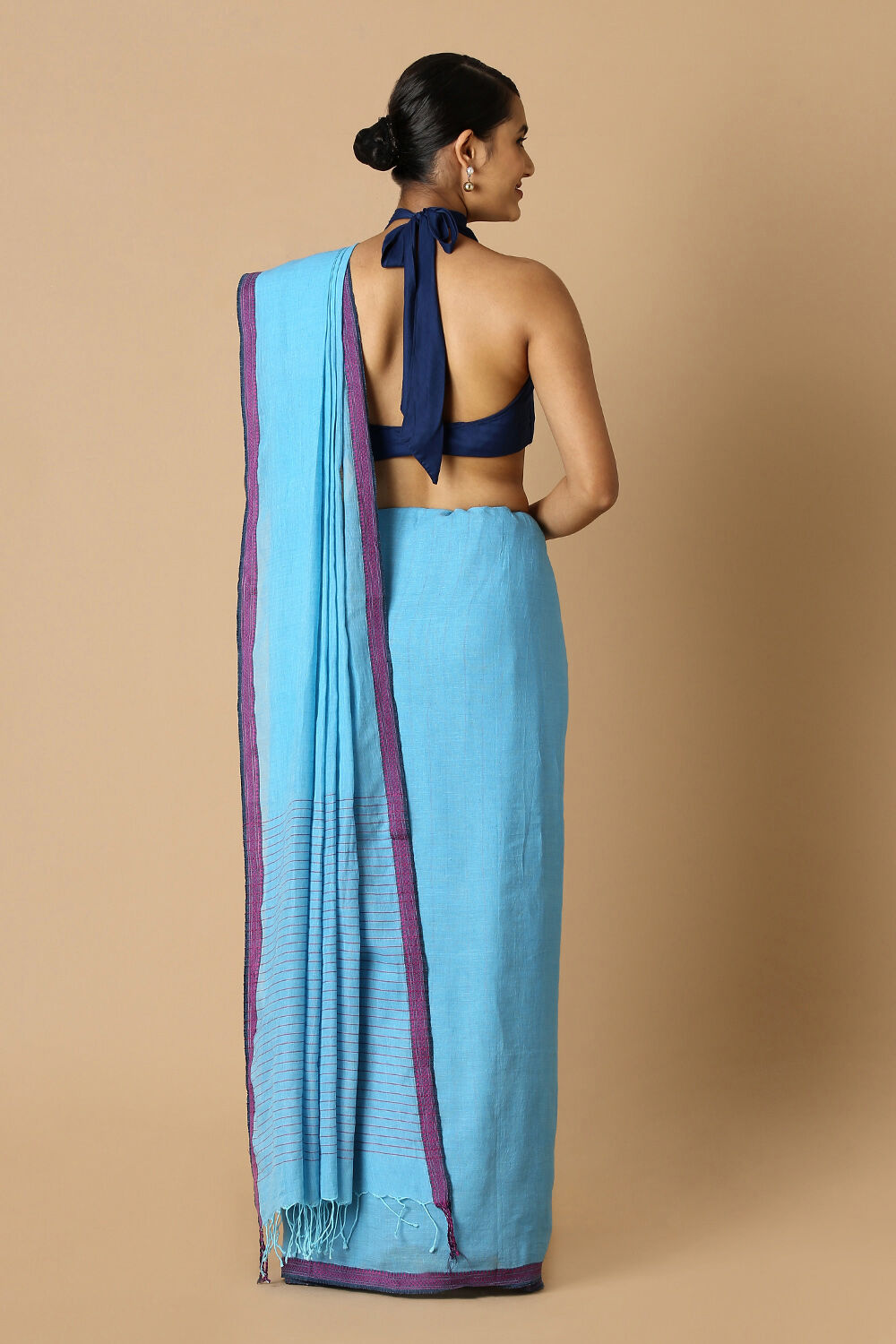 Blue Pure Cotton Bengal Saree image number null