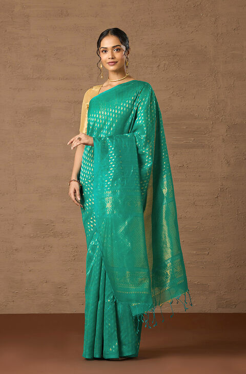Blue Woven Pure Soft Silk Cotton Saree