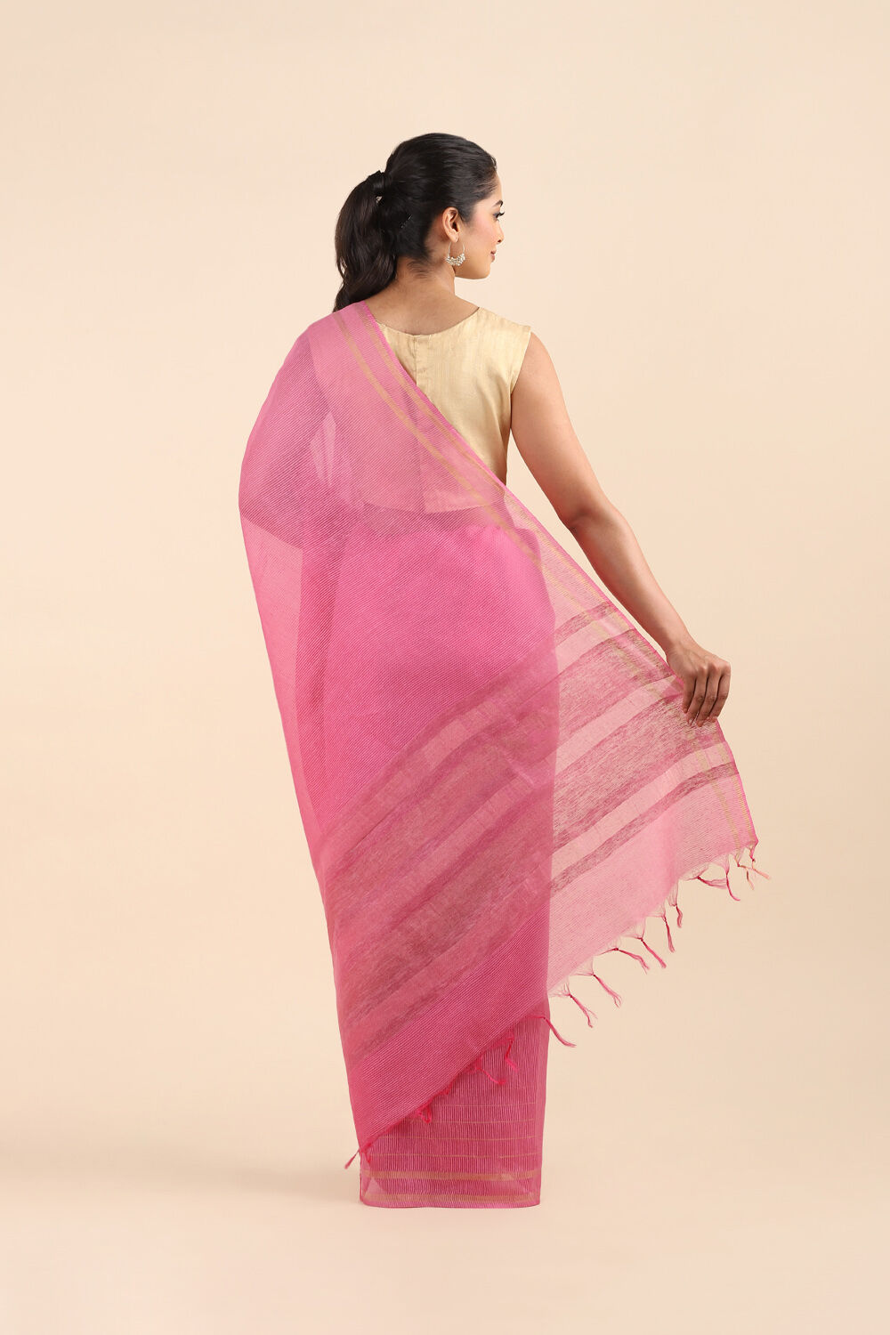 Pink Pure Silk Woven Saree image number null