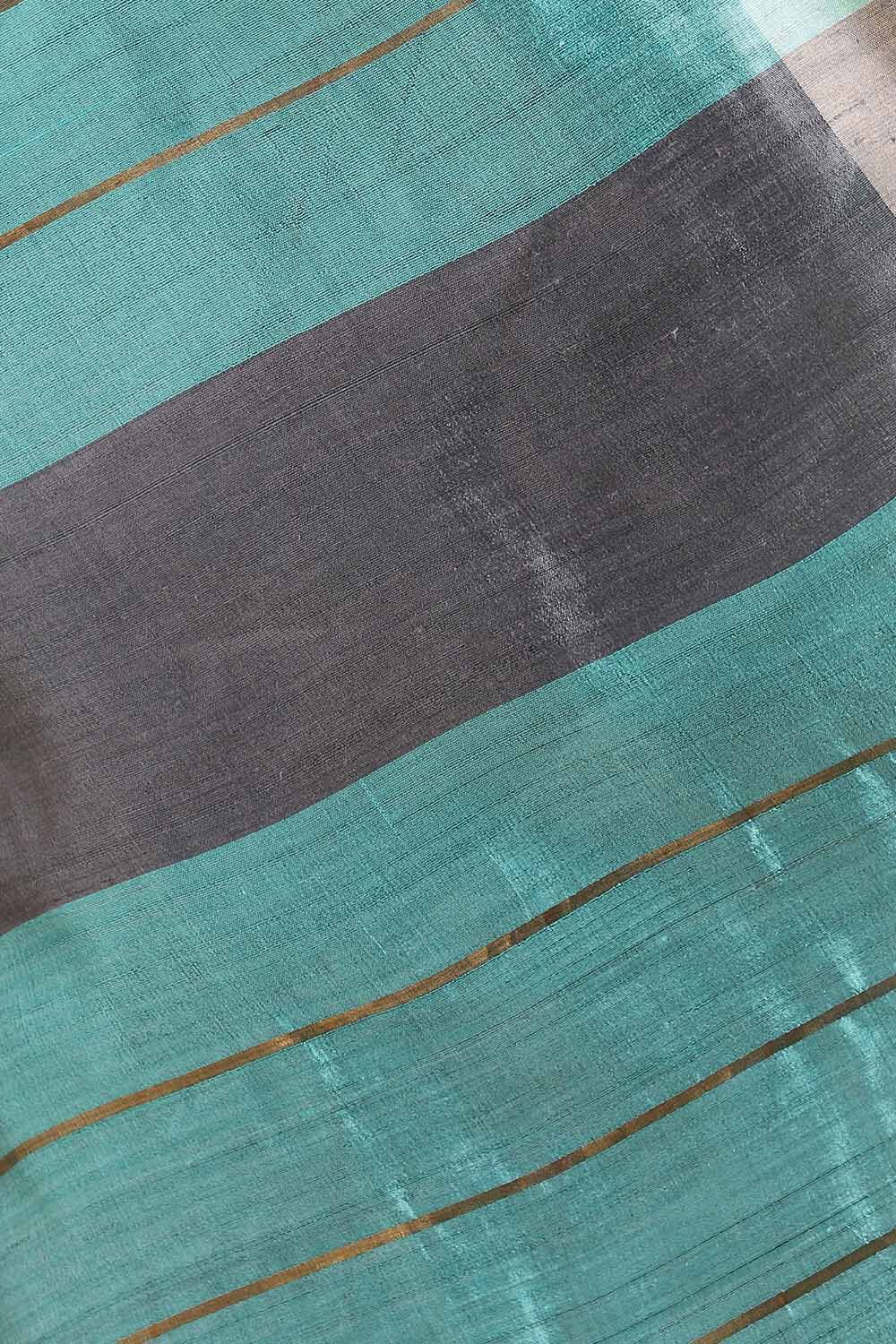 Light Blue Pure Tussar Silk Bhagalpuri Saree image number null