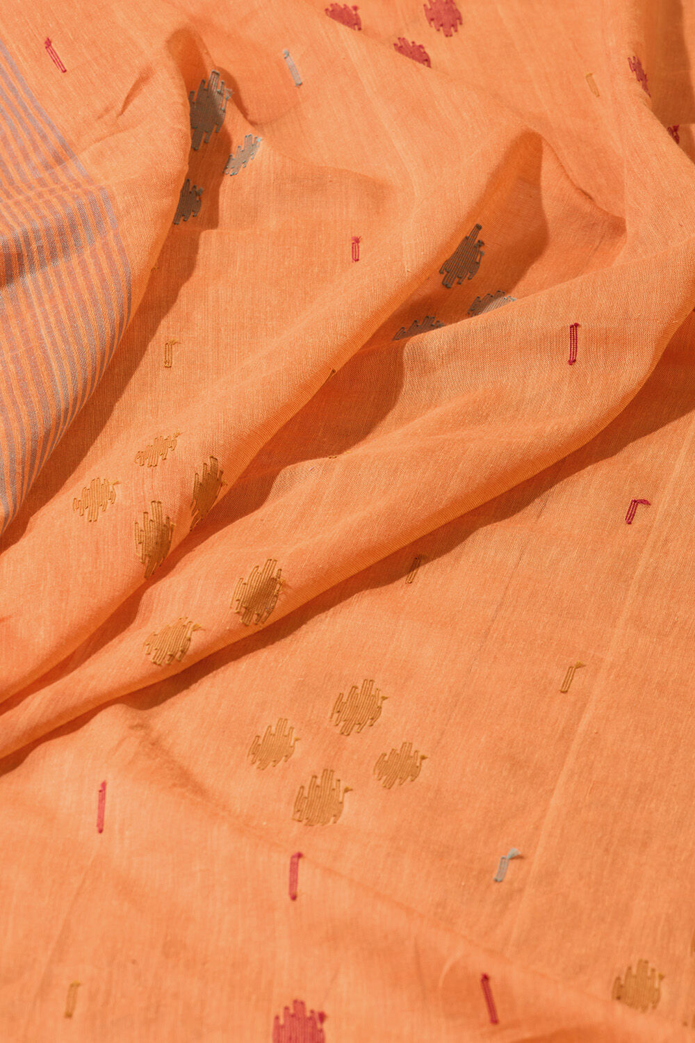Orange Bengal Pure Cotton Jamdani Saree image number null