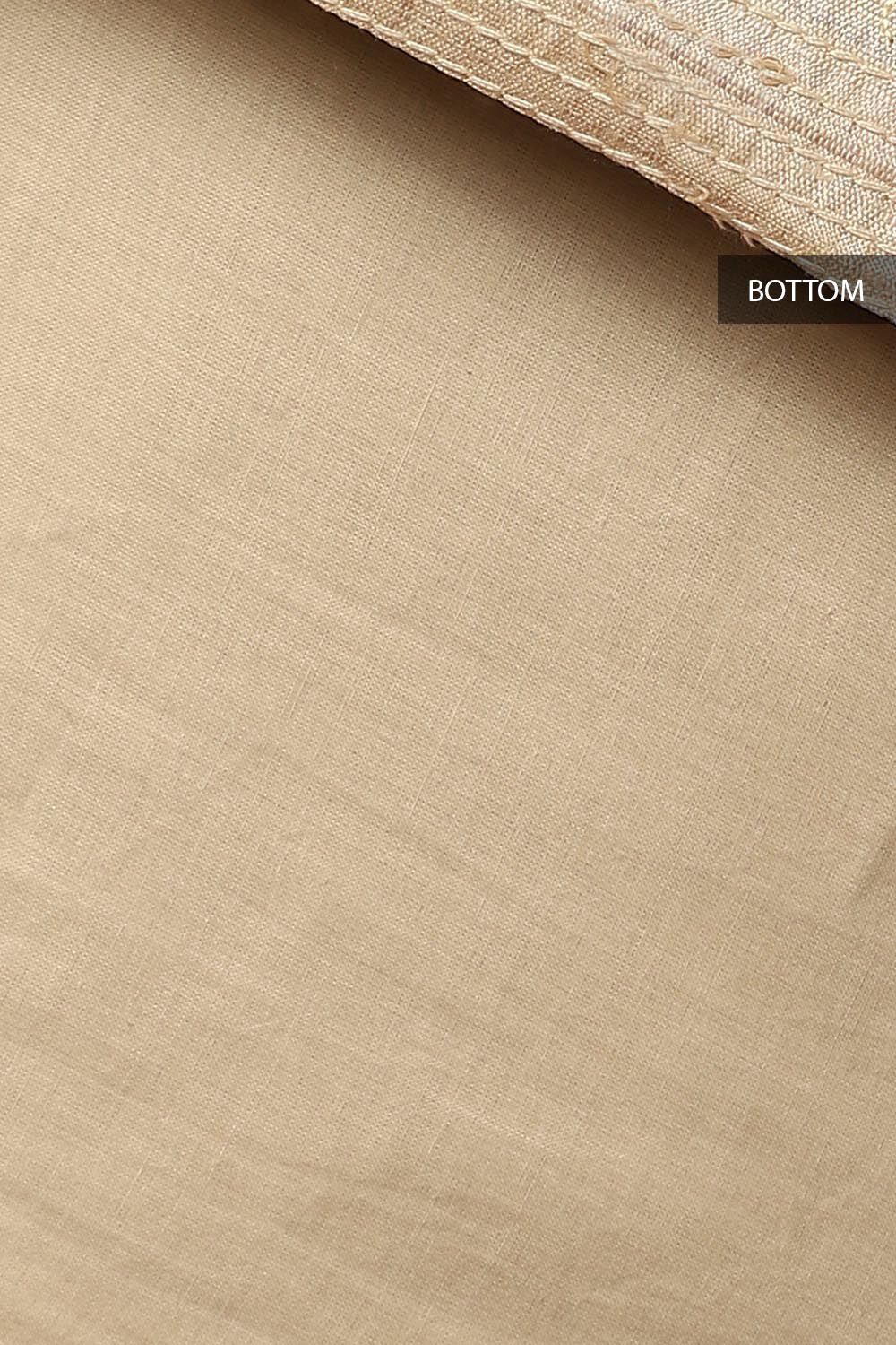 Beige Tussar Embroidered Unstitched Suit Set image number null