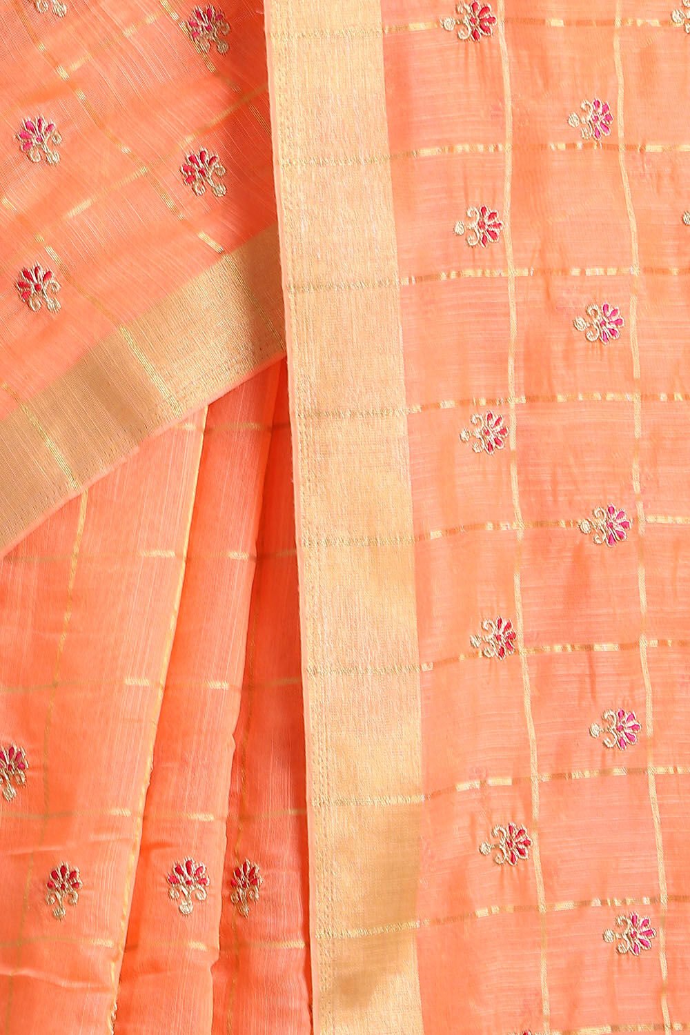 Orange Pure Embroidered Saree image number null