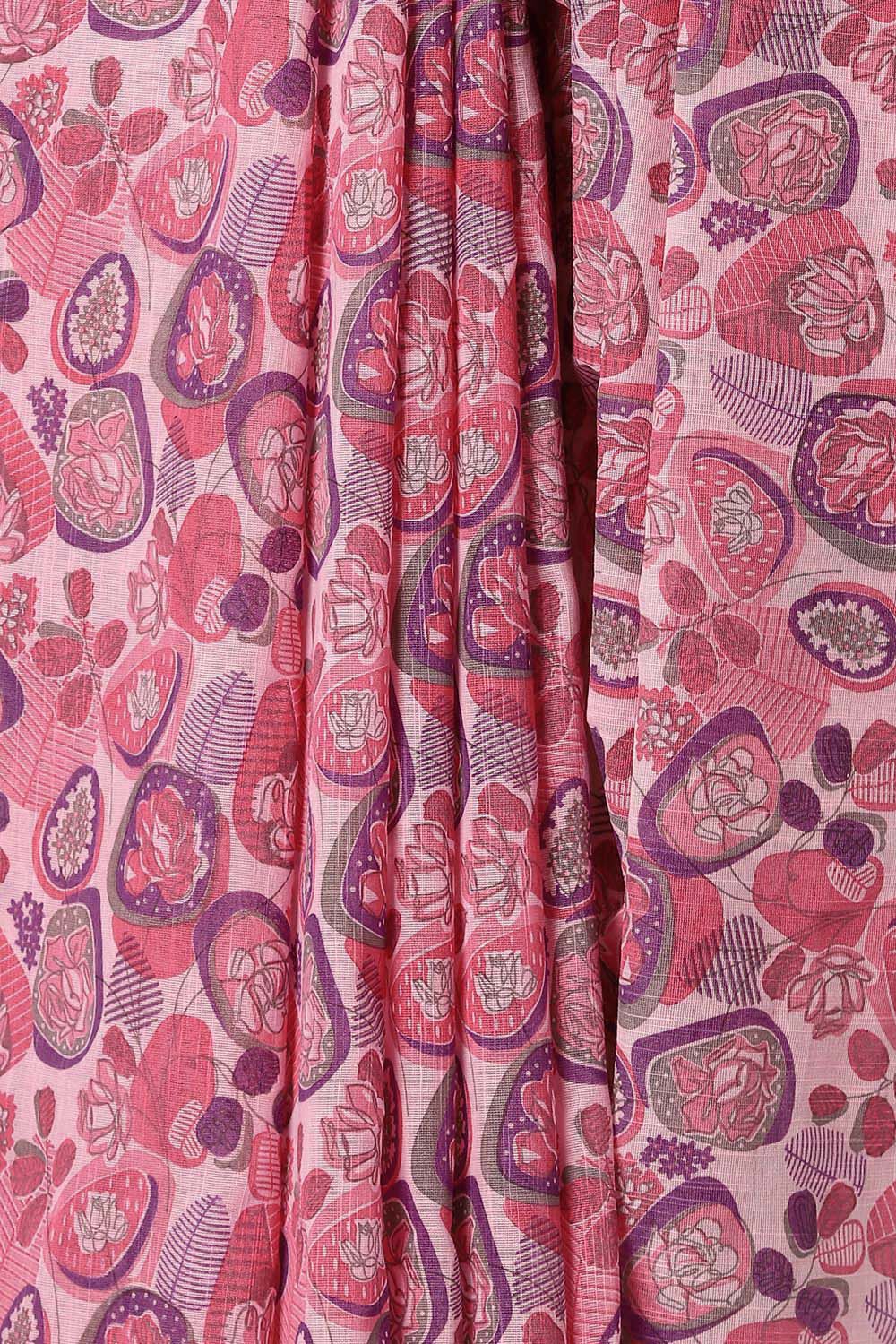 Pink Pure Cotton Printed Saree image number null