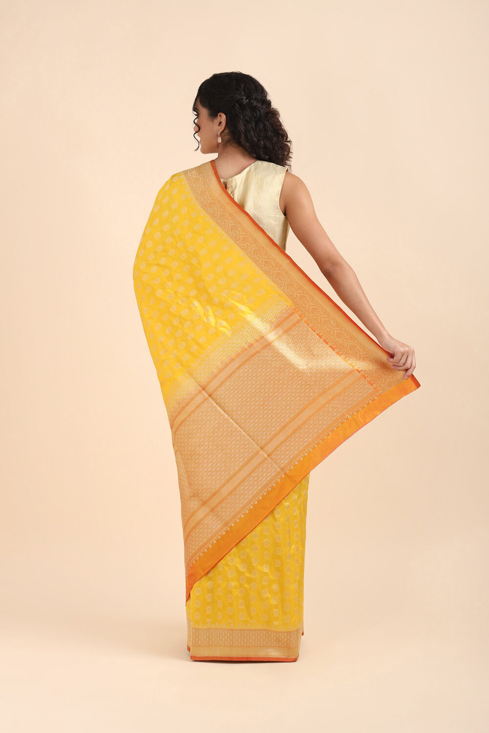 Yellow Pure Silk Banarasi Saree image number null