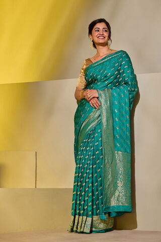 Green Woven Viscose Saree image number
