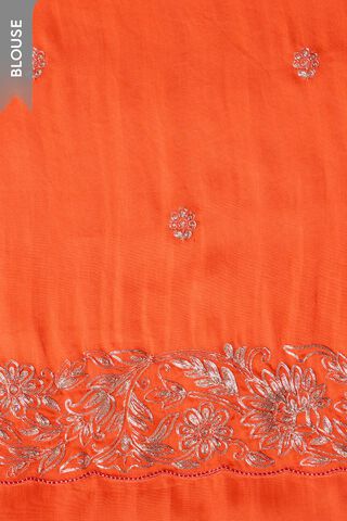Orange Viscose Satin Embroidered Saree thumbnail image number null