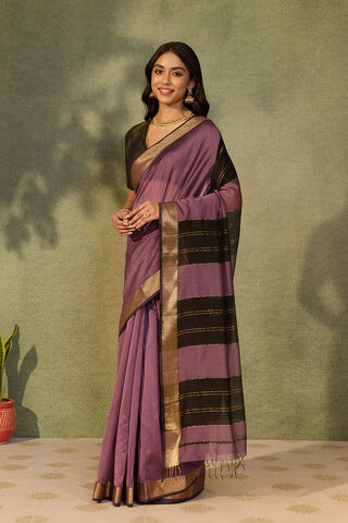 Light Violet Woven Pure Silk Cotton Maheshwari Saree thumbnail image number null