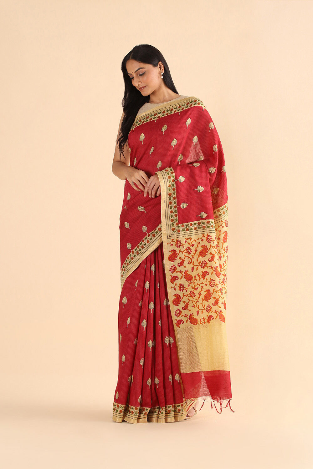 Pink Pure Tussar Vanya Printed Saree image number null