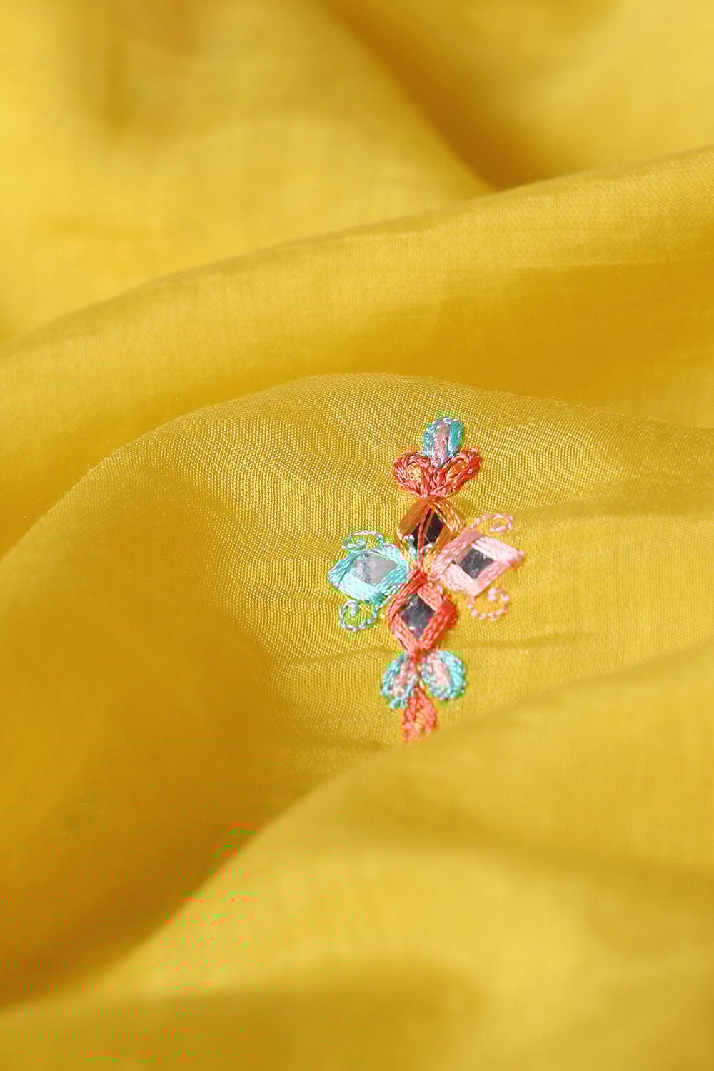 Yellow Viscose Embroidered Semistitched Suit Set image number null