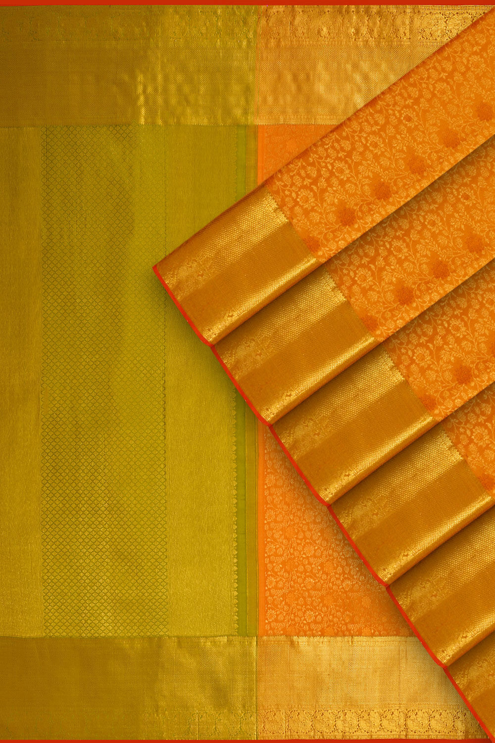 Orange Pure Silk Woven Kanjivaram Saree image number null
