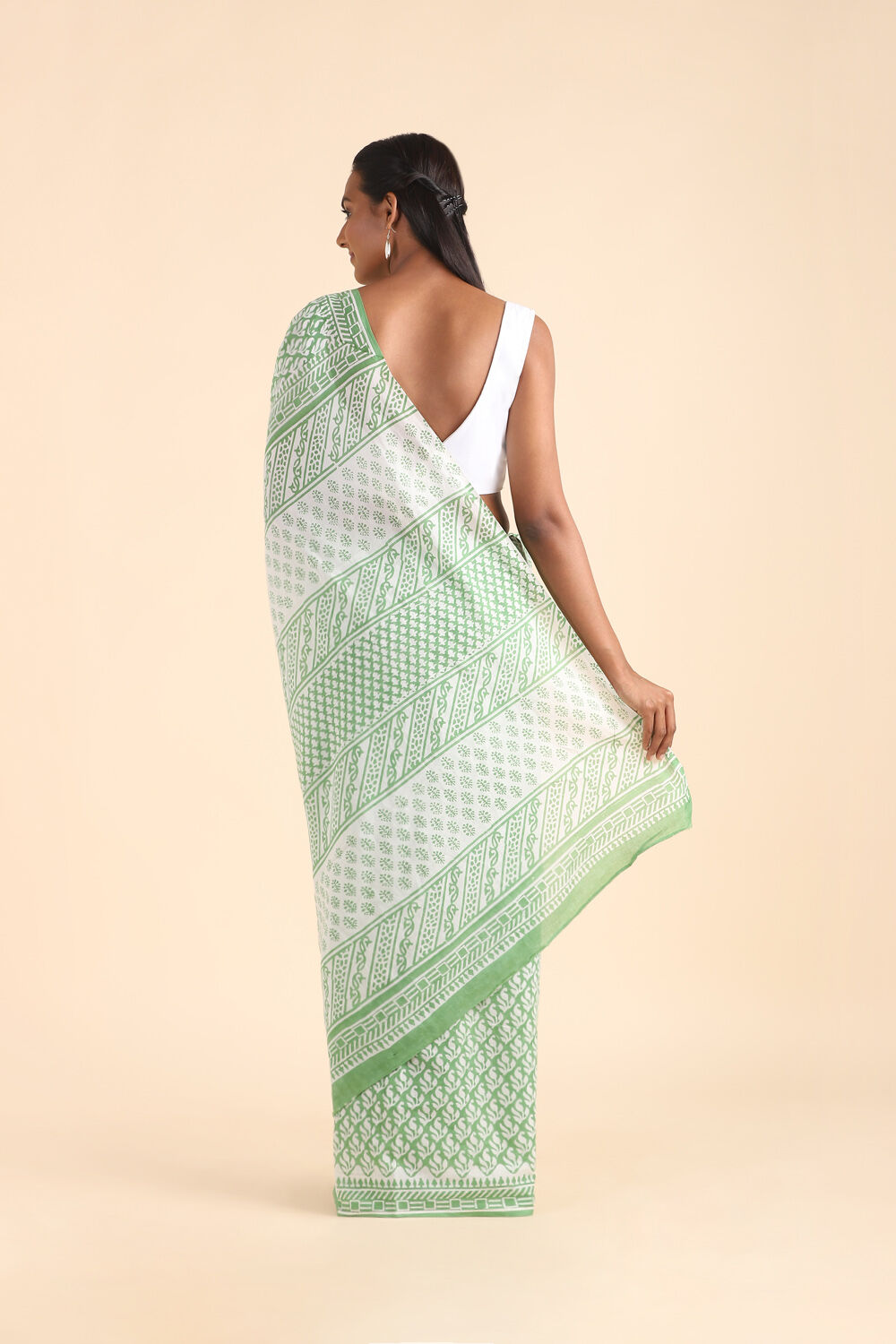 Light Green Pure Cotton Sanganeri Printed Saree image number null