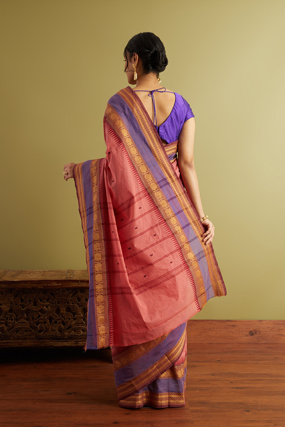 Pink Woven Pure South Cotton Saree image number null