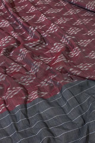 Dark Red Odisha Pure Cotton Ikat Saree thumbnail image number null